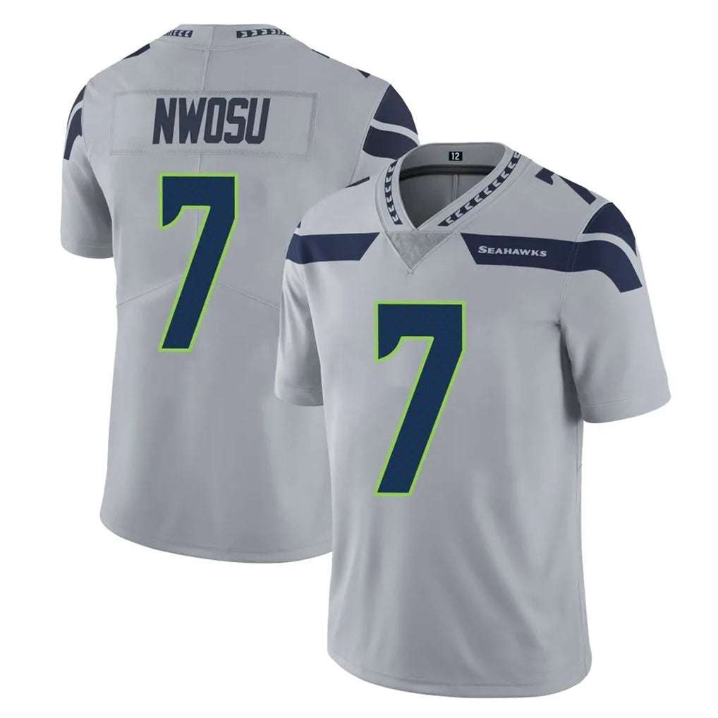 Kdoa S.Seahawks #7 Uchenna Nwosu Player Gray Limited Vapor Untouchable Home Game Stitched Jerseys