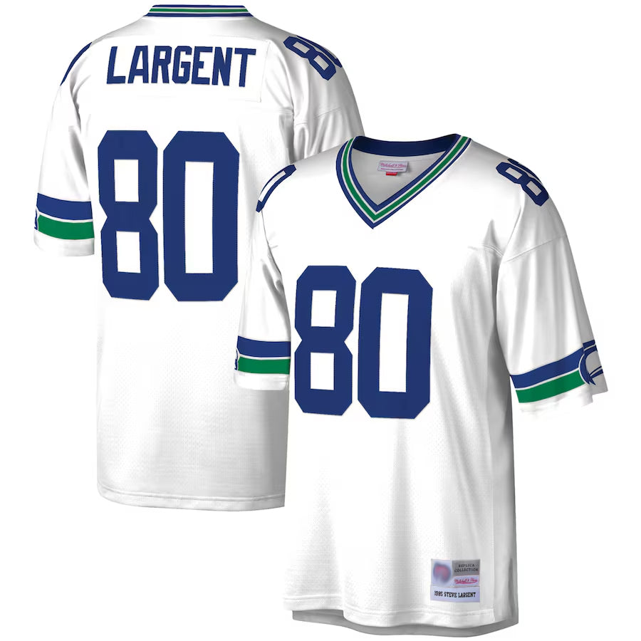 Kdoa S.Seahawks #80 Steve Largent Player Mitchell & Ness White Legacy Replica Stitched Jerseys