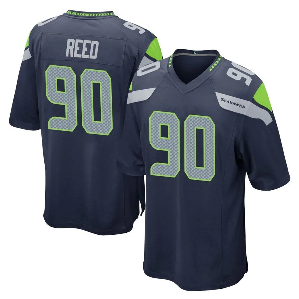 Kdoa S.Seahawks #90 Jarran Reed Player Navy Home Game Stitched Jerseys