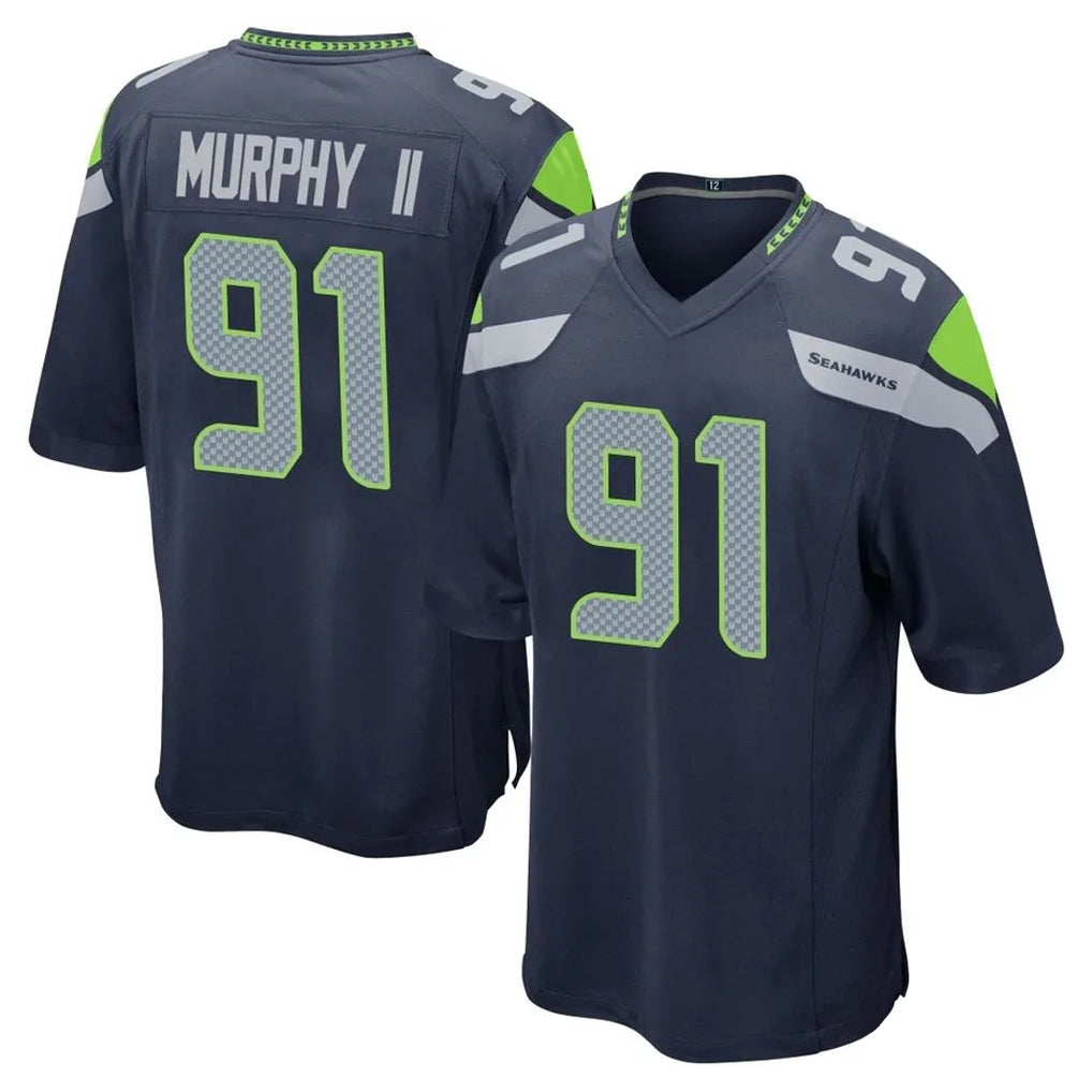 Kdoa S.Seahawks #91 Byron Murphy II Player Navy Home Game Stitched Jerseys