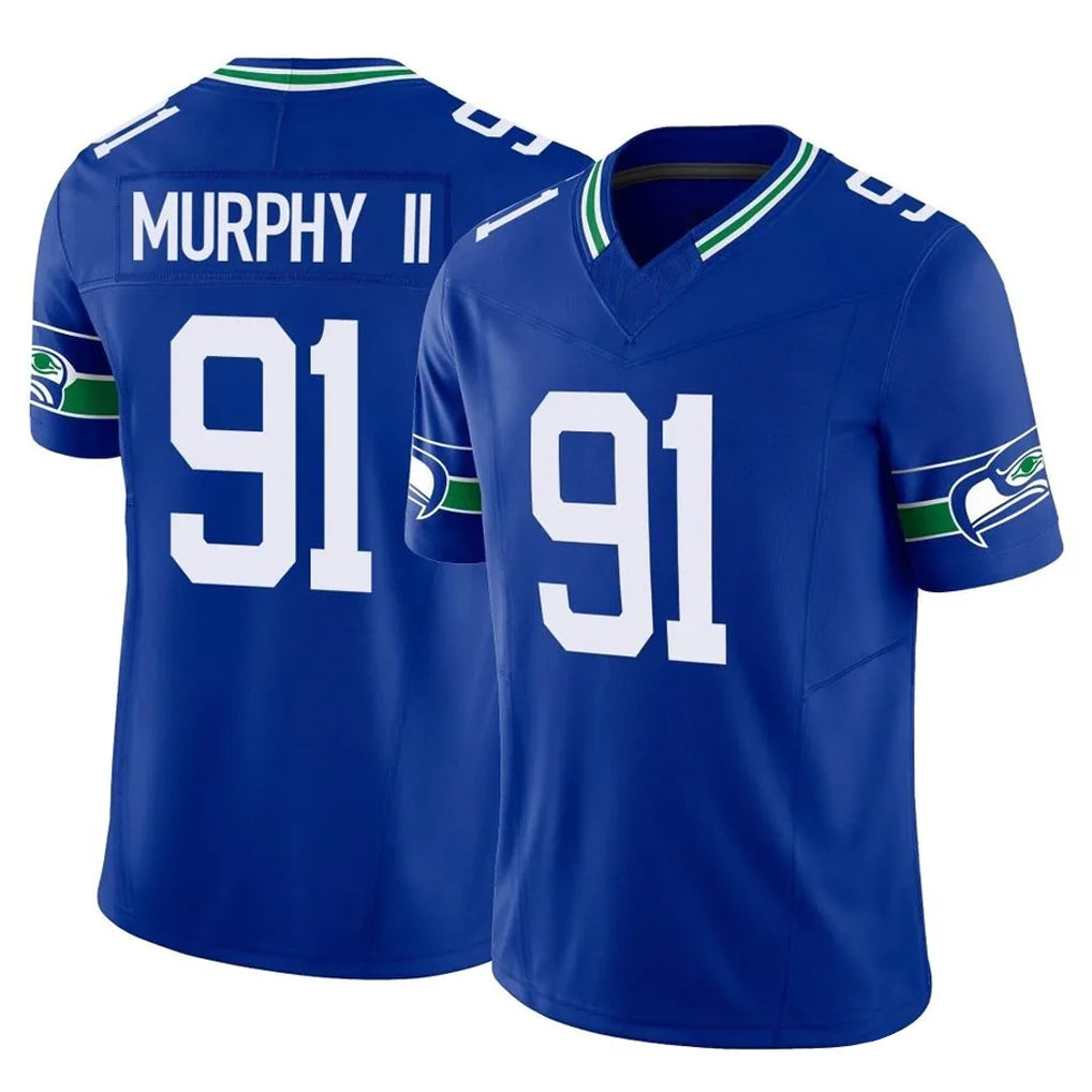 Kdoa S.Seahawks #91 Byron Murphy II Player Royal Limited Throwback Vapor F.U.S.E. Home Game Stitched Jerseys