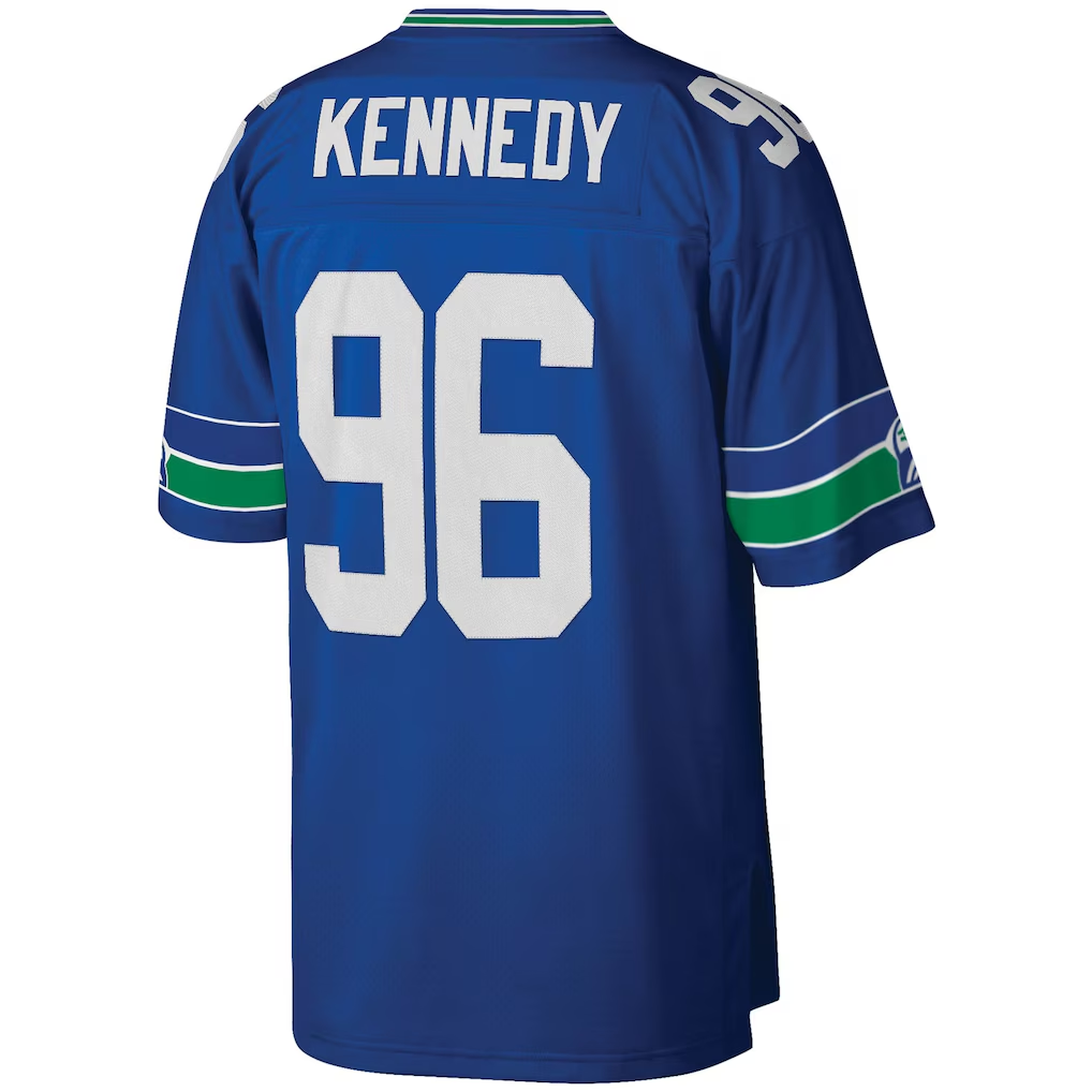 Kdoa S.Seahawks #96 Cortez Kennedy Mitchell & Ness Royal Legacy Replica Jersey