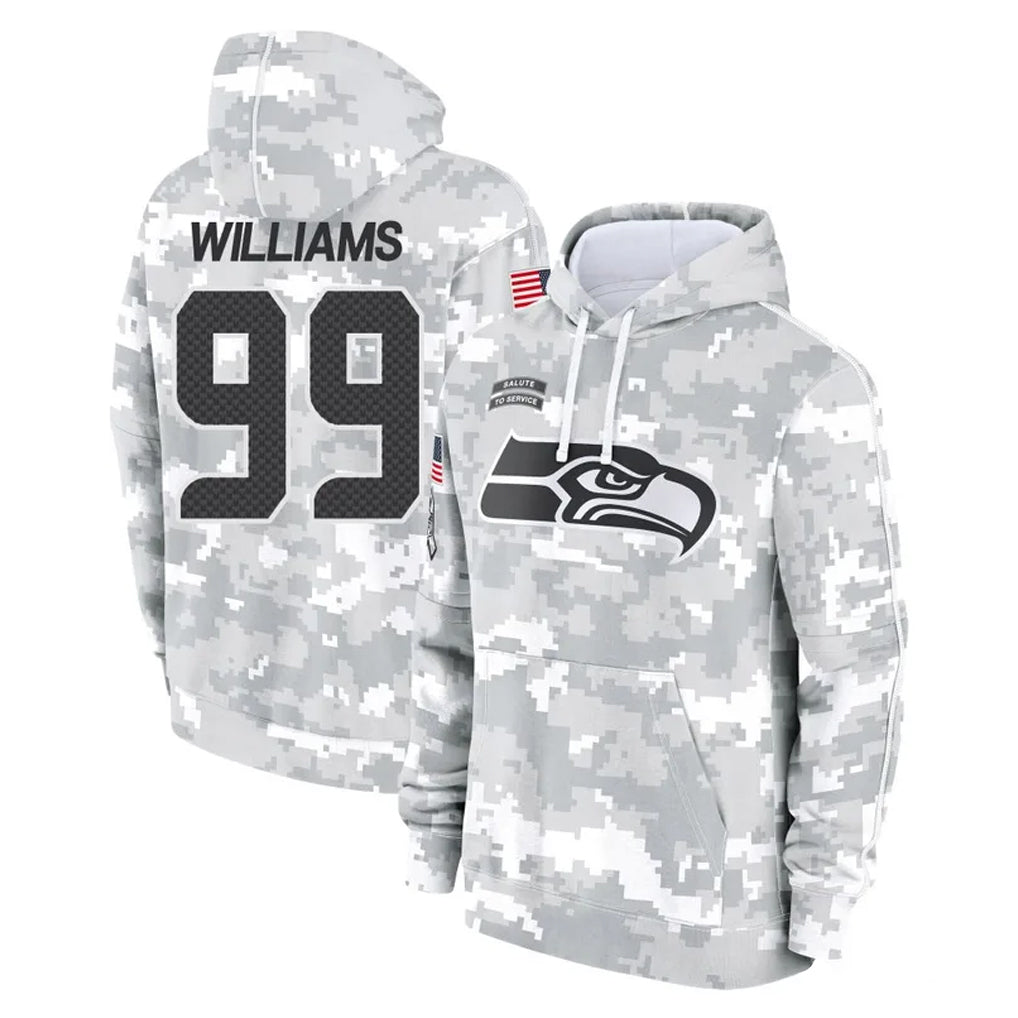 Kdoa S.Seahawks #99 Leonard Williams Player Arctic Camo Limited Salute to Service Pullover Hoodies Game Stitched Jerseys