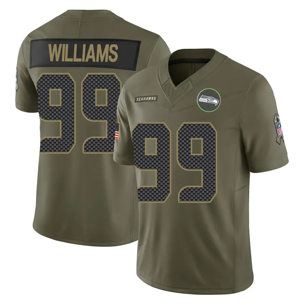 Kdoa S.Seahawks #99 Leonard Williams Player Olive 2025 Salute To Service Limited Home Game Stitched Jerseys