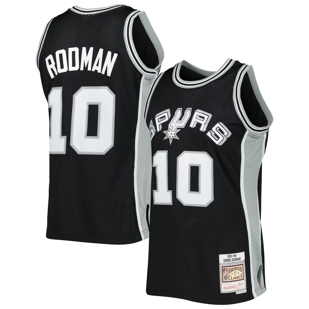 Kdoa SA.Spurs #10 Dennis Rodman Mitchell & Ness Black 1993-1994 Hardwood Classics Swingman Jerseys