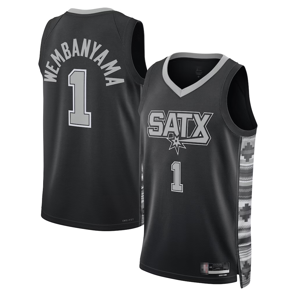 Kdoa SA.Spurs #1 Victor Wembanyama Black Swingman Jerseys - Statement Edition