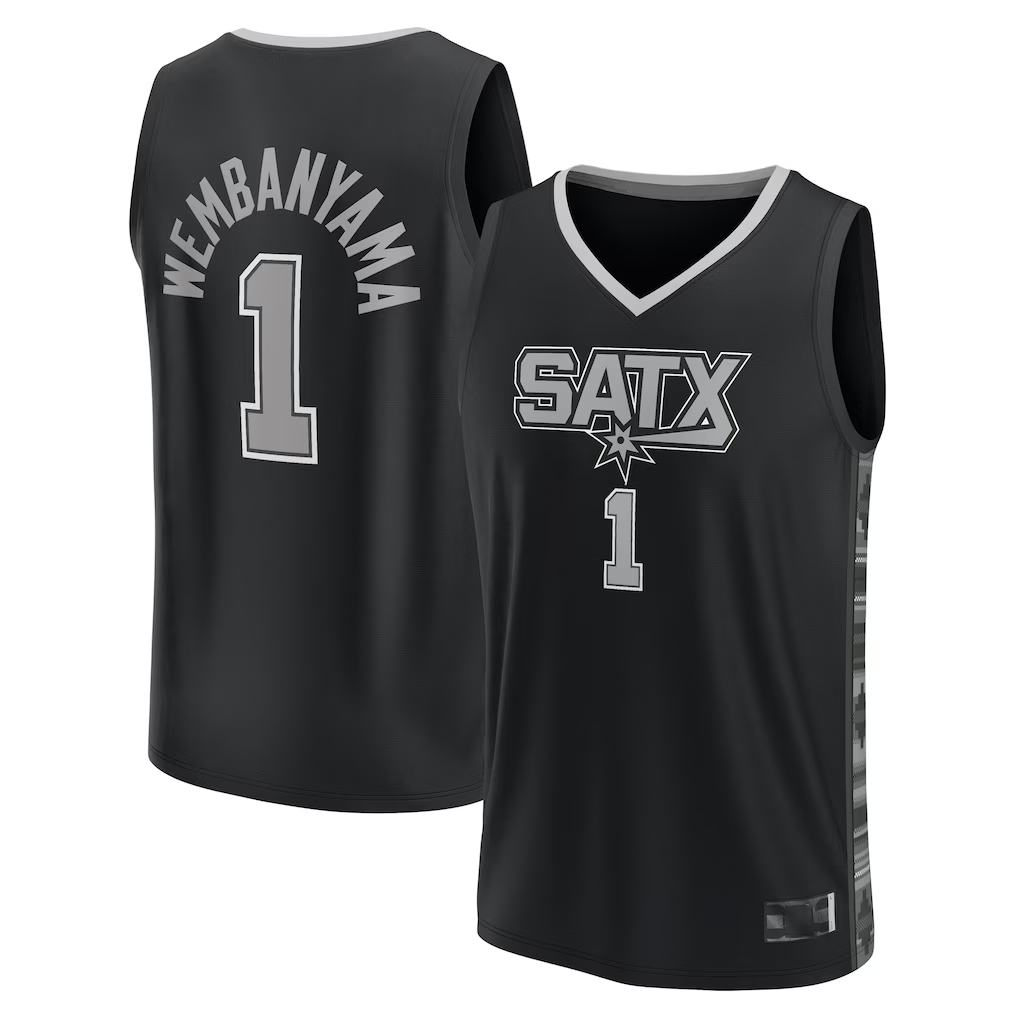 Kdoa SA.Spurs #1 Victor Wembanyama Fanatics Black Fast Break Player Jerseys - Statement Edition