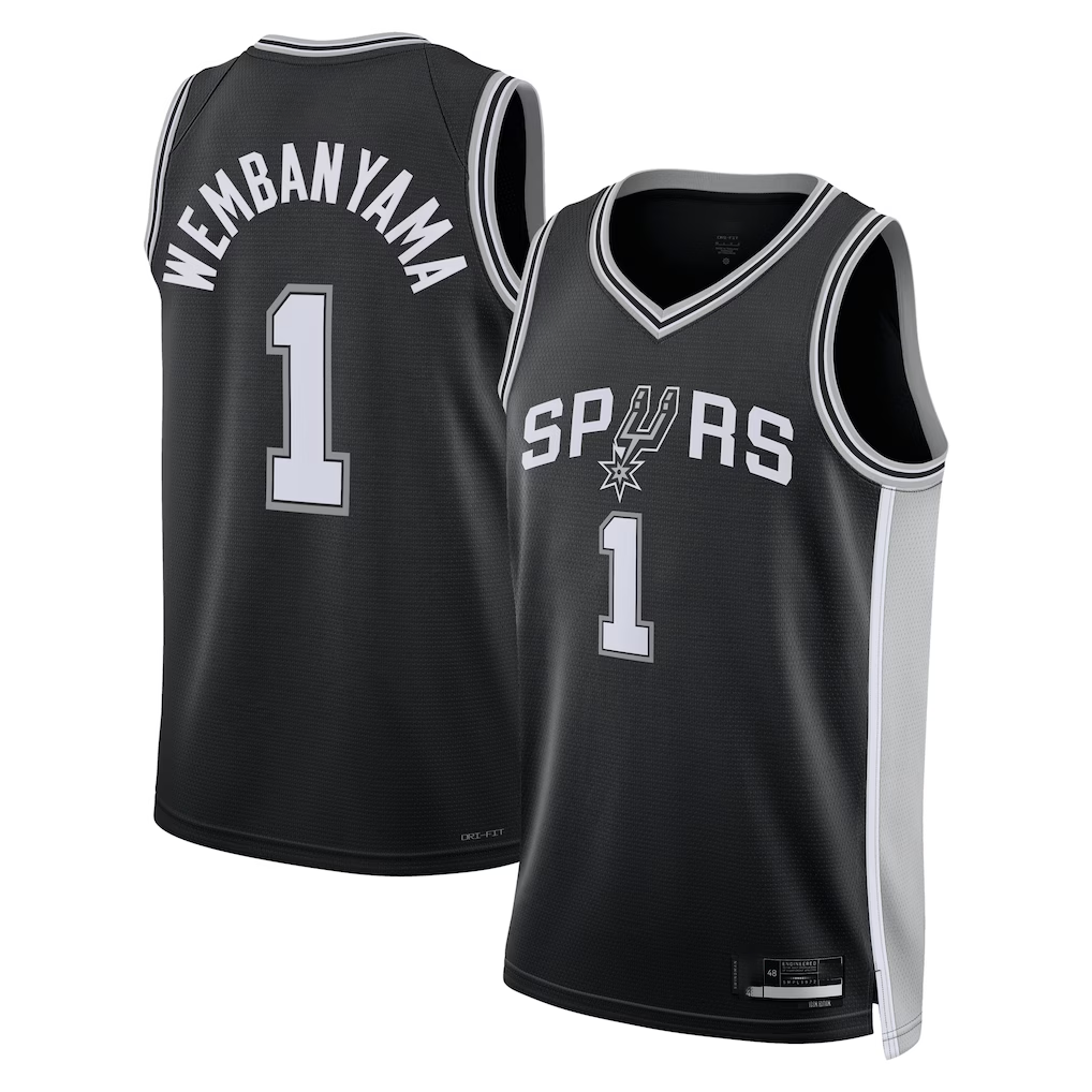 Kdoa SA.Spurs #1 Victor Wembanyama Fanatics Black Fast Break Replica Player Jerseys - Icon Edition
