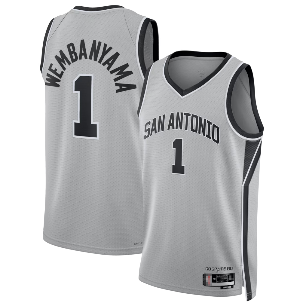 Kdoa SA.Spurs #1 Victor Wembanyama Silver Swingman Jerseys - Statement Edition