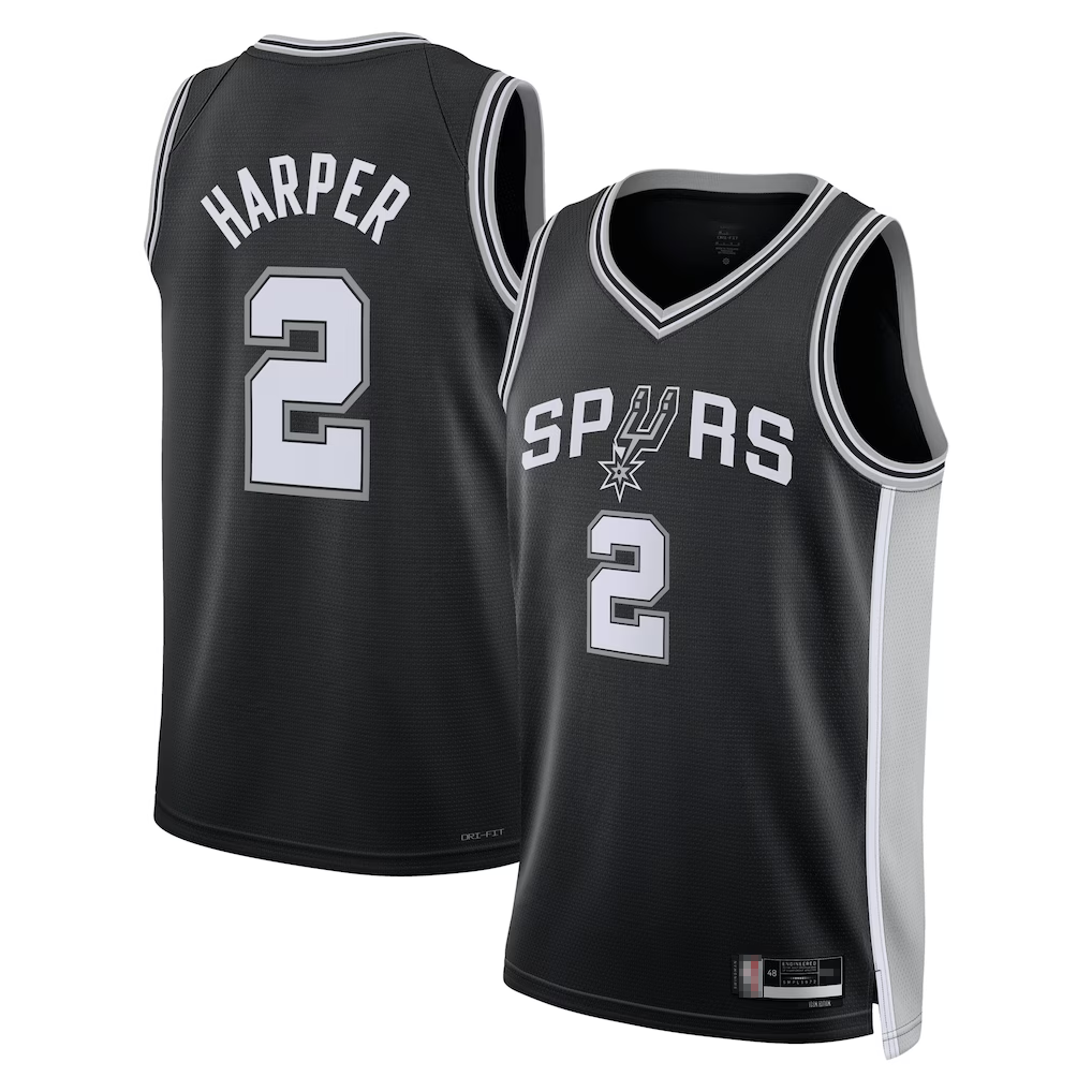 Kdoa SA.Spurs #2Dylan Harper Black 2025 NBA Draft First Round Pick Swingman Jerseys - Icon Edition