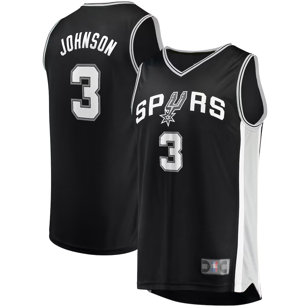 Kdoa SA.Spurs #3 Keldon Johnson Fanatics Black Fast Break Replica Jerseys - Icon Edition