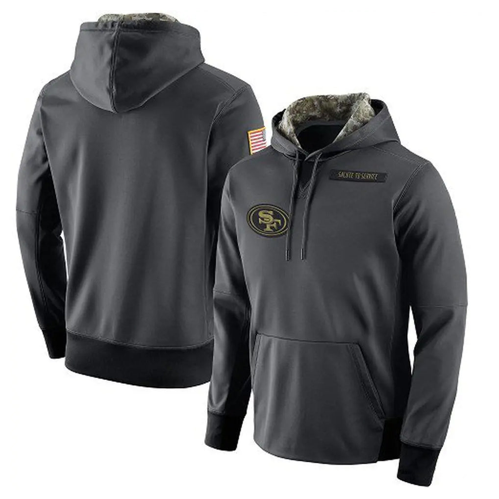Kdoa SF.49ers Anthracite Pullover Hoodies Home Game Blank Player Stitched Jerseys