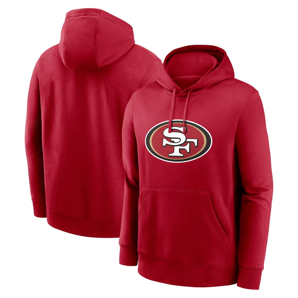 Kdoa SF.49ers Red LOGO Pullover Hoodies Home Game Blank Player Stitched Jerseys