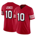 Kdoa SF.49ers #10 Mac Jones Player Red Limited Alternate Vapor F.U.S.E. Home Game Stitched Jerseys