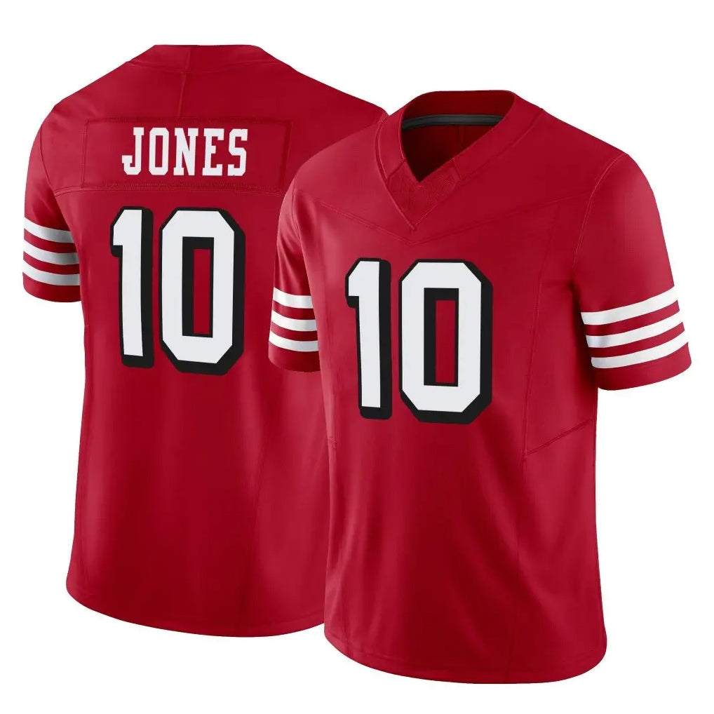 Kdoa SF.49ers #10 Mac Jones Player Red Limited Alternate Vapor F.U.S.E. Home Game Stitched Jerseys