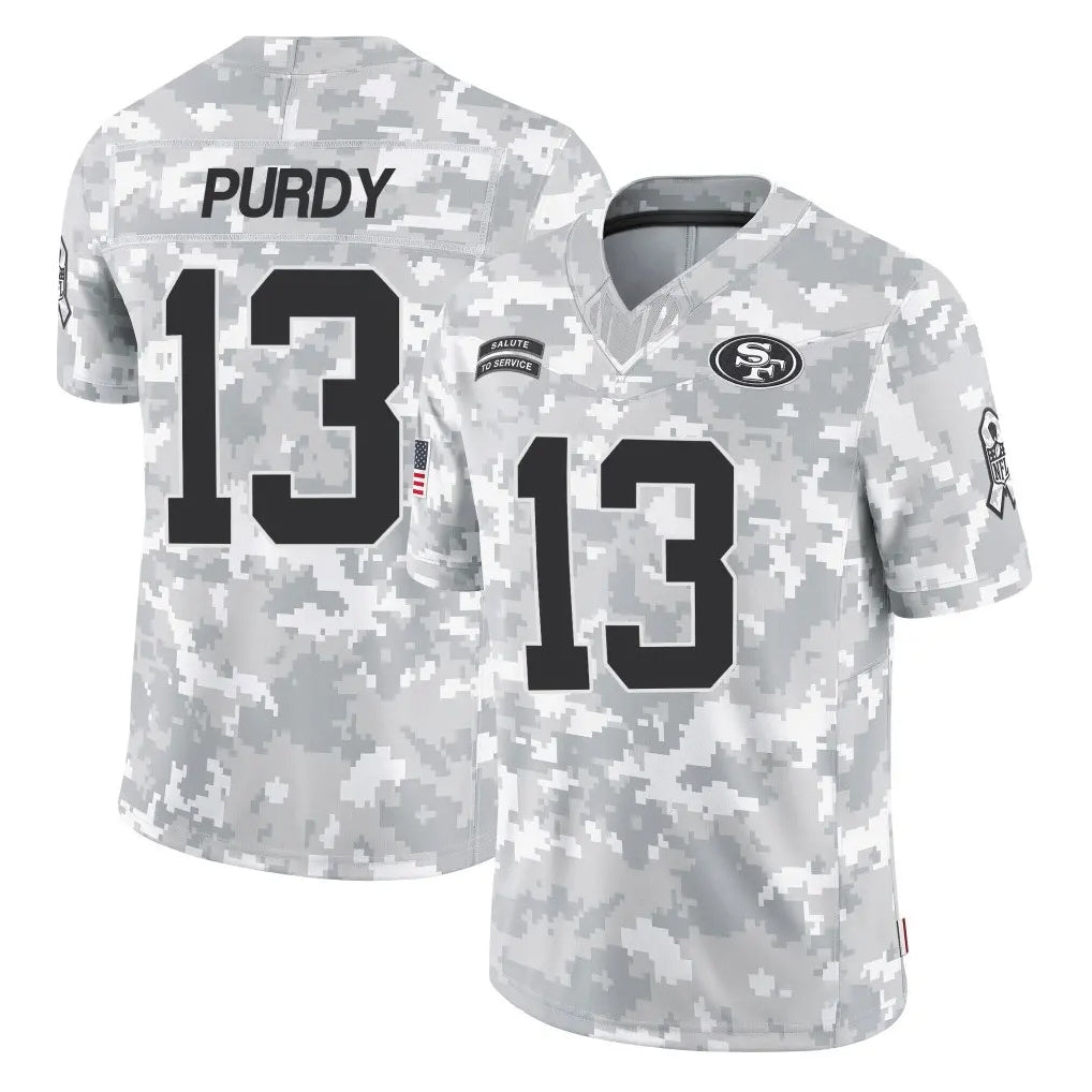 Kdoa SF.49ers #13 Brock Purdy Player Arctic Camo Limited Salute To Service Home Game Stitched Jerseys