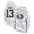Kdoa SF.49ers #13 Brock Purdy Player Arctic Camo Limited Salute to Service Pullover Hoodies Game Stitched Jerseys
