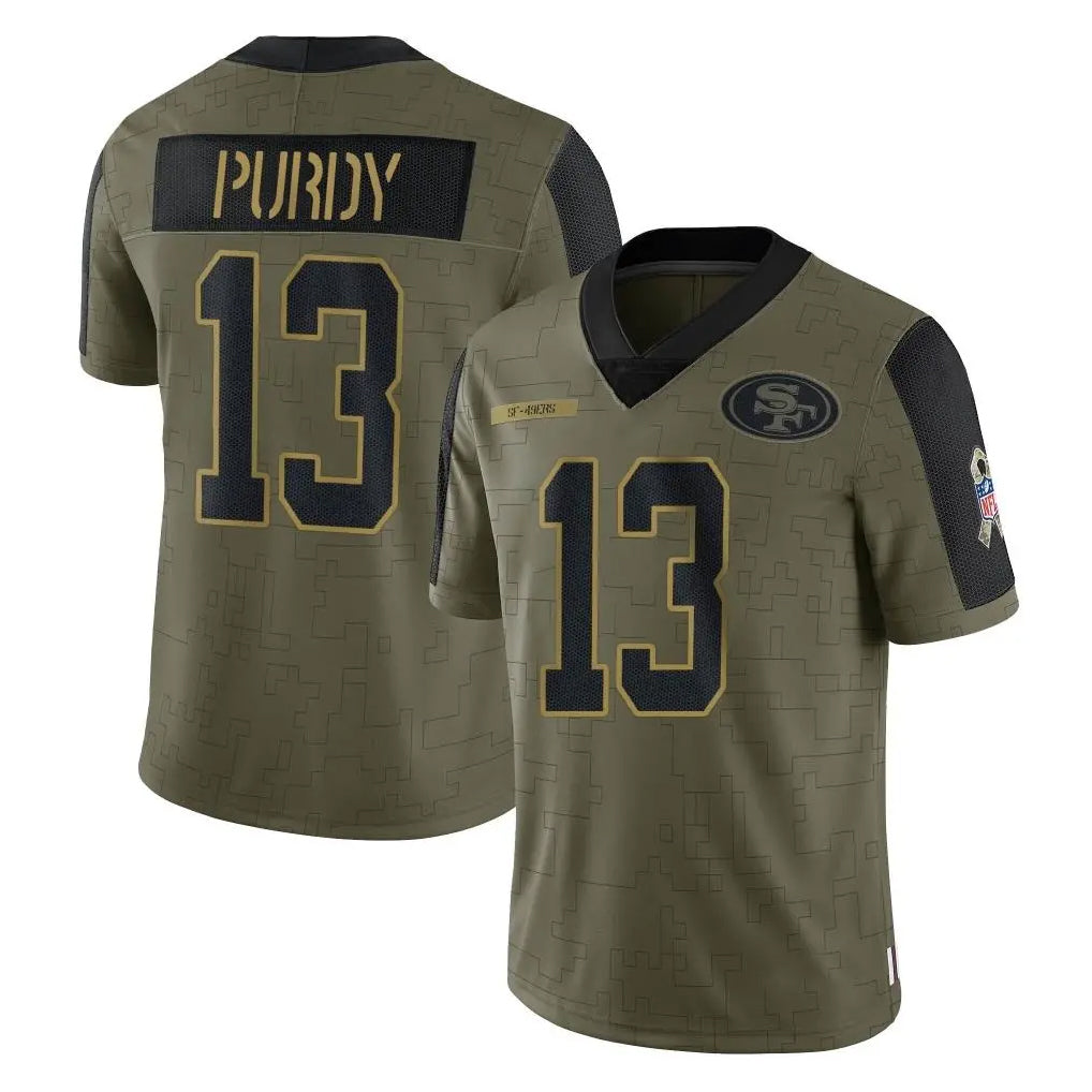 Kdoa SF.49ers #13 Brock Purdy Player Olive Salute To Service Limited Game Stitched Jerseys