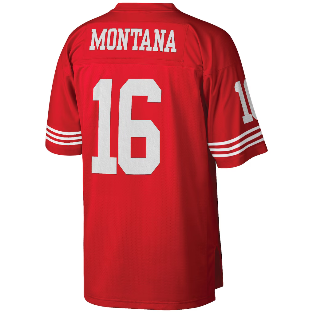 Kdoa SF.49ers #16 Joe Montana Mitchell & Ness Scarlet Big & Tall 1990 Retired Player Replica Jersey