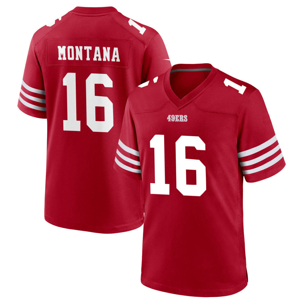 Kdoa SF.49ers #16 Joe Montana Player Scarlet Home Game Stitched Jerseys