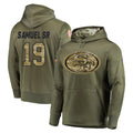 Kdoa SF.49ers #19 Deebo Samuel Sr. Player Olive Salute to Service Pullover Hoodie Home Game Stitched Jerseys