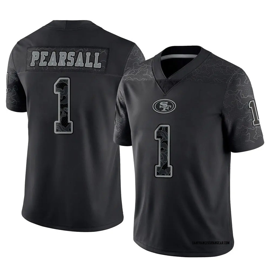 Kdoa SF.49ers #1 Ricky Pearsall Player Black RFLCTV Limited Stitched Jerseys
