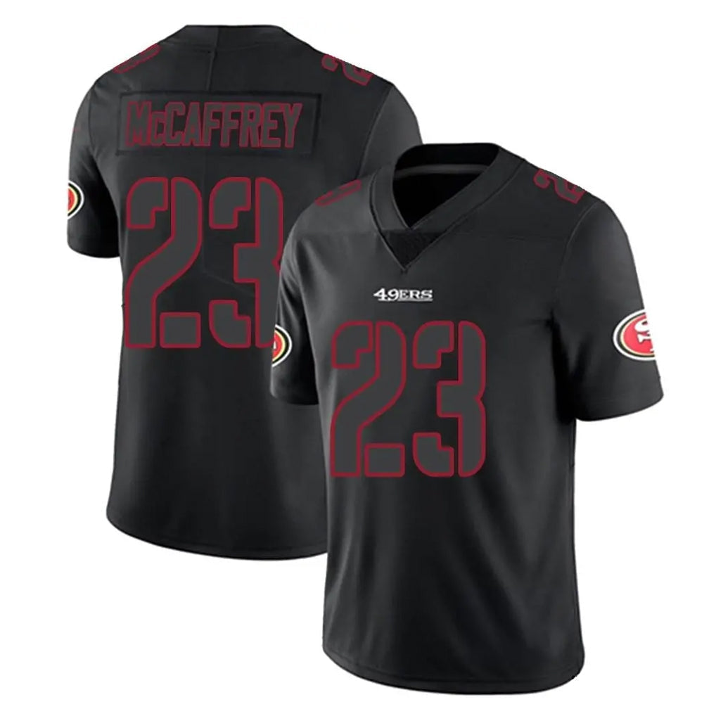 Kdoa SF.49ers #23 Christian McCaffrey Player Black Impact Limited Home Game Stitched Jerseys