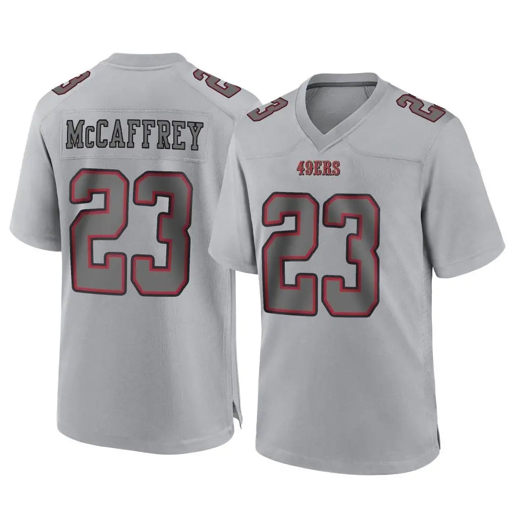Kdoa SF.49ers #23 Christian McCaffrey Player Gray Atmosphere Fashion Home Game Stitched Jerseys
