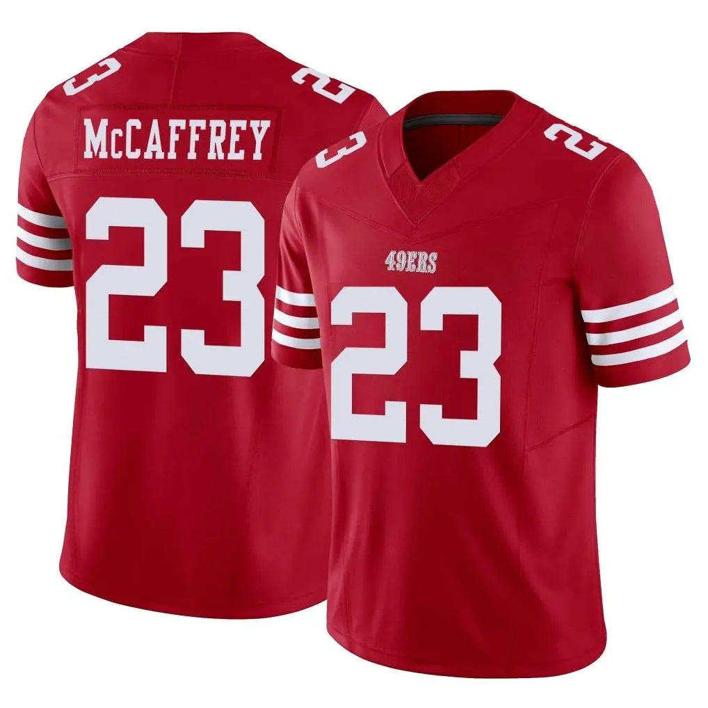 Kdoa SF.49ers #23 Christian McCaffrey Player Red Limited Vapor F.U.S.E. Home Game Stitched Jerseys