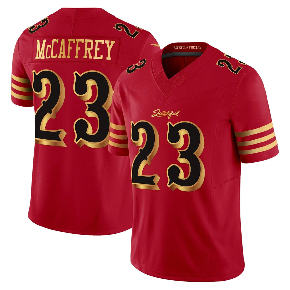 Kdoa SF.49ers #23 Christian McCaffrey Player Red Rivalries Vapor Limited Home Game Stitched Jerseys