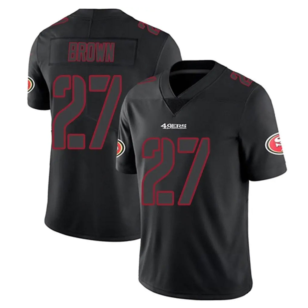 Kdoa SF.49ers #27 Ji'Ayir Brown Player Black Impact Limited Home Game Stitched Jerseys