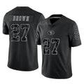 Kdoa SF.49ers #27 Ji'Ayir Brown Player Black Limited Reflective Home Game Stitched Jerseys