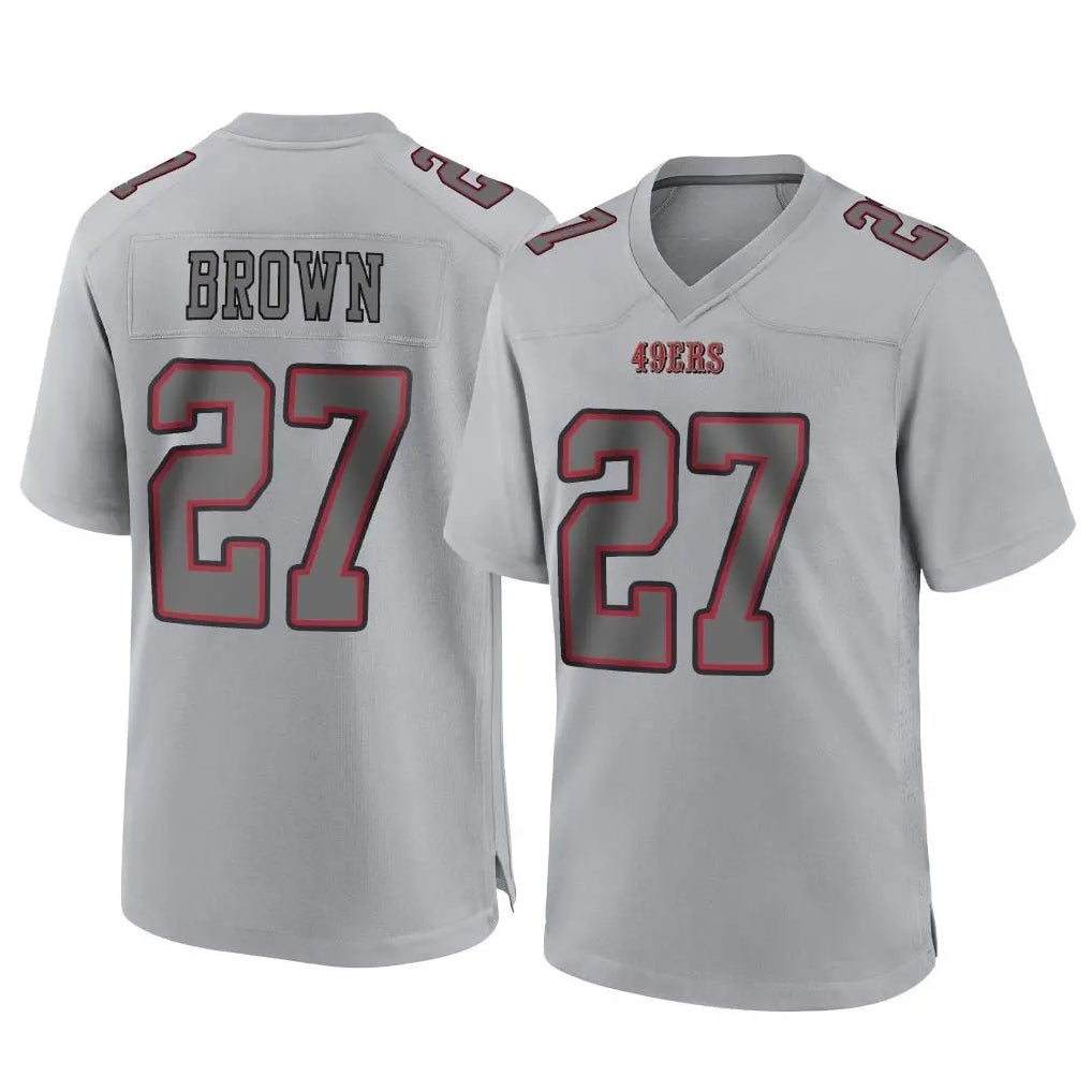 Kdoa SF.49ers #27 Ji'Ayir Brown Player Gray Atmosphere Fashion Home Game Stitched Jerseys
