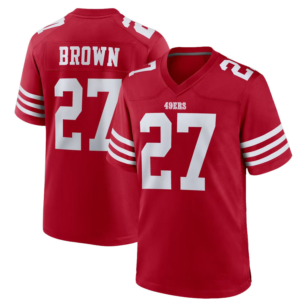 Kdoa SF.49ers #27 Ji'Ayir Brown Player Red Game Home Stitched Jerseys