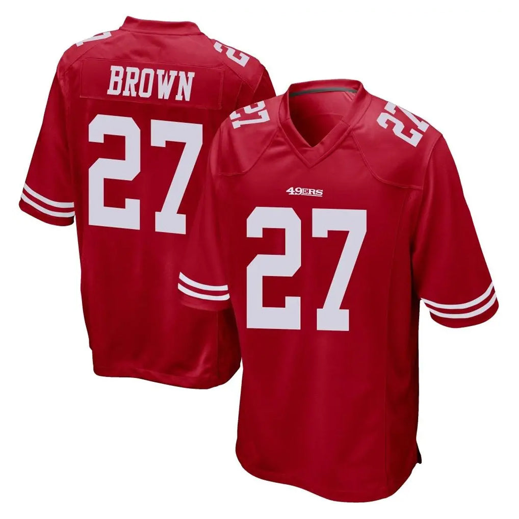 Kdoa SF.49ers #27 Ji'Ayir Brown Player Red Home Game Stitched Jerseys