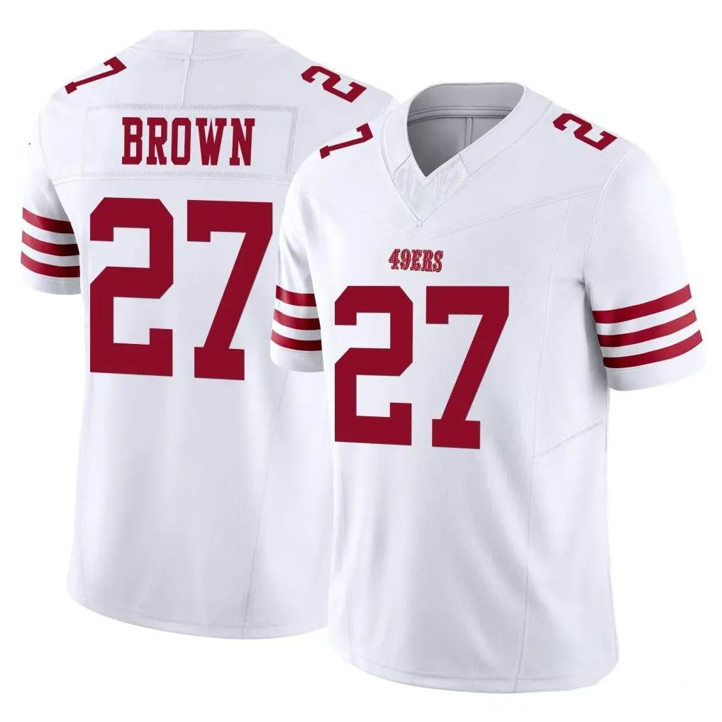 Kdoa SF.49ers #27 Ji'Ayir Brown Player White Limited Vapor F.U.S.E. Home Game Stitched Jerseys