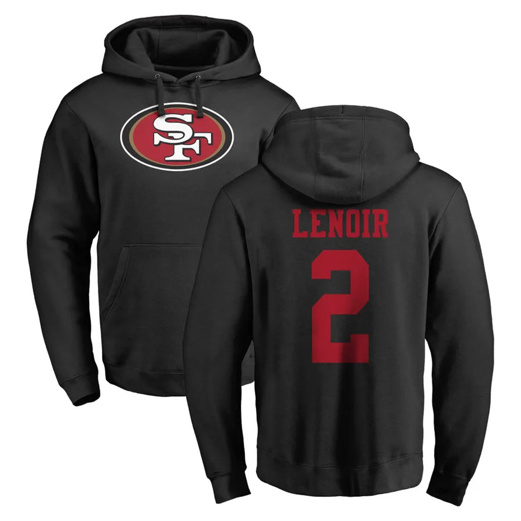 Kdoa SF.49ers #2 Deommodore Lenoir Player Black LOGO Pullover Hoodies Home Game Stitched Jerseys