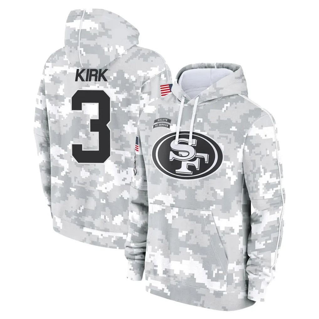 Kdoa SF.49ers #3 Christian Kirk Player Arctic Camo Limited Salute to Service Pullover Hoodies Game Stitched Jerseys
