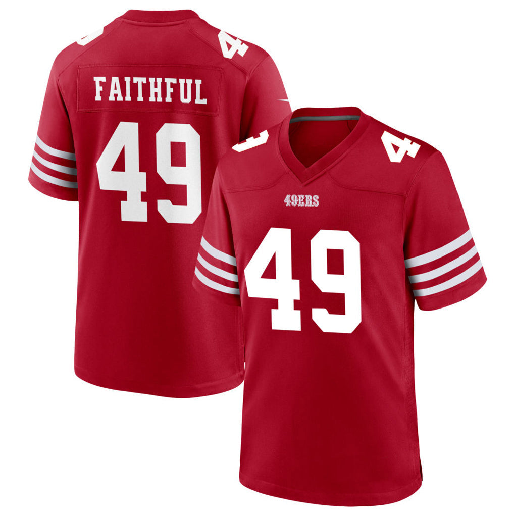 Kdoa SF.49ers #49 The Faithful Player Scarlet Home Game Football Jerseys