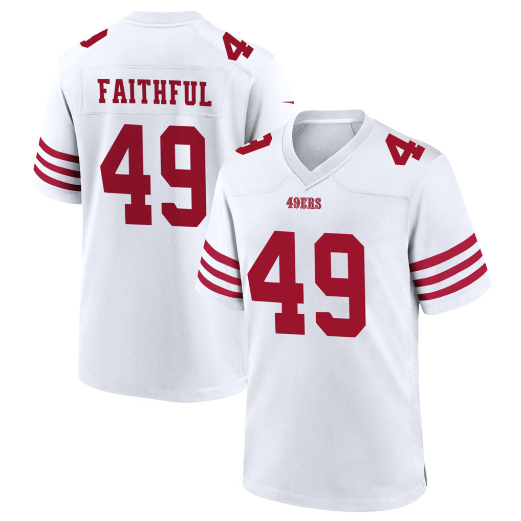Kdoa SF.49ers #49 The Faithful Player White Home Game Football Jerseys
