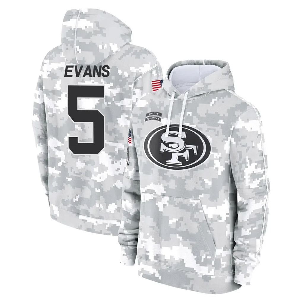 Kdoa SF.49ers #5 Mike Evans Player Arctic Camo Limited Salute to Service Pullover Hoodies Game Stitched Jerseys