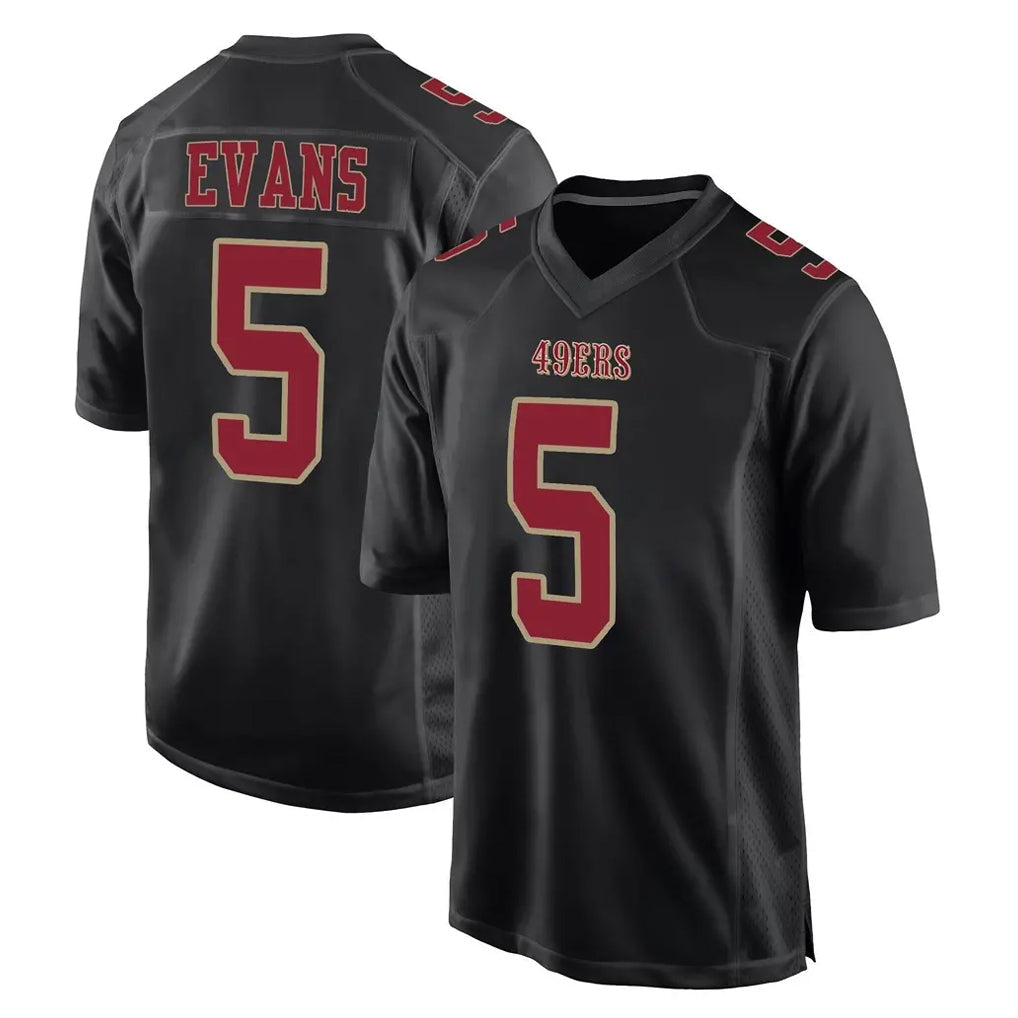 Kdoa SF.49ers #5 Mike Evans Player Black Fashion Home Game Stitched Jerseys
