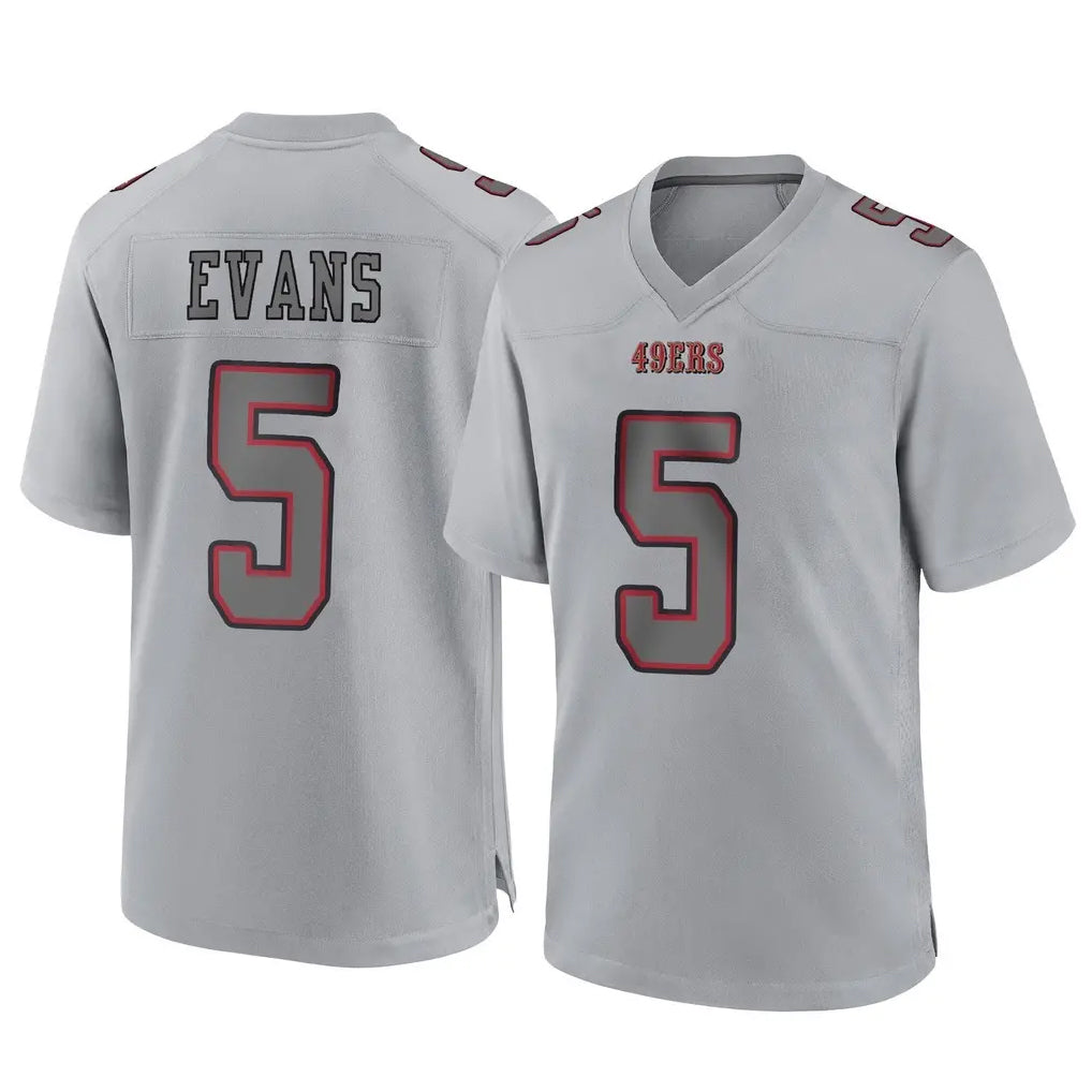 Kdoa SF.49ers #5 Mike Evans Player Gray Atmosphere Fashion Home Game Stitched Jerseys