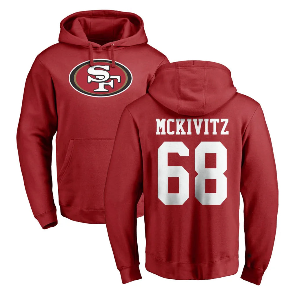 Kdoa SF.49ers #68 Colton McKivitz Player Red LOGO Pullover Hoodies Home Game Stitched Jerseys