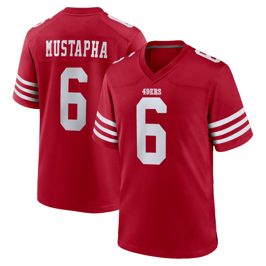 Kdoa SF.49ers #6 Malik Mustapha Player Red Game Home Stitched Jerseys