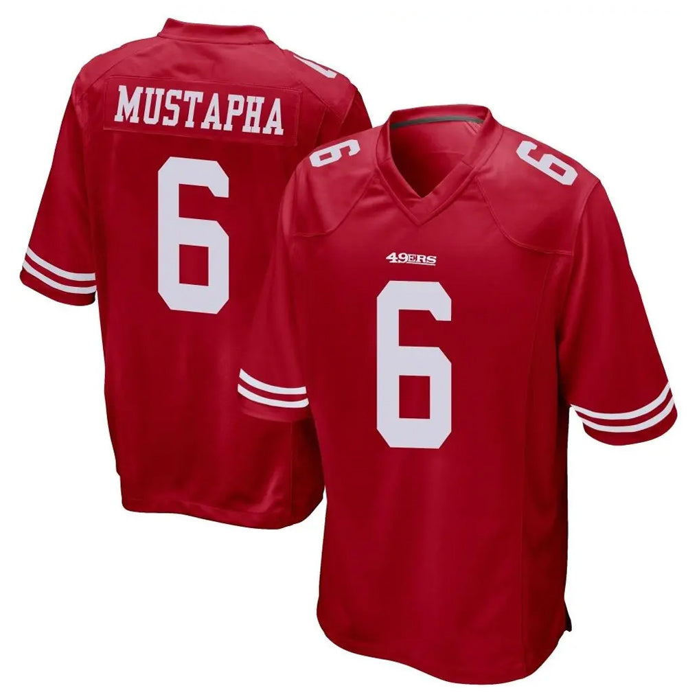 Kdoa SF.49ers #6 Malik Mustapha Player Red Home Game Stitched Jerseys