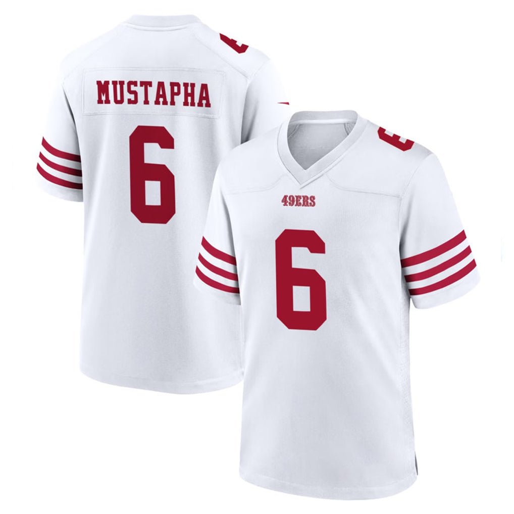 Kdoa SF.49ers #6 Malik Mustapha Player White Game Home Stitched Jerseys