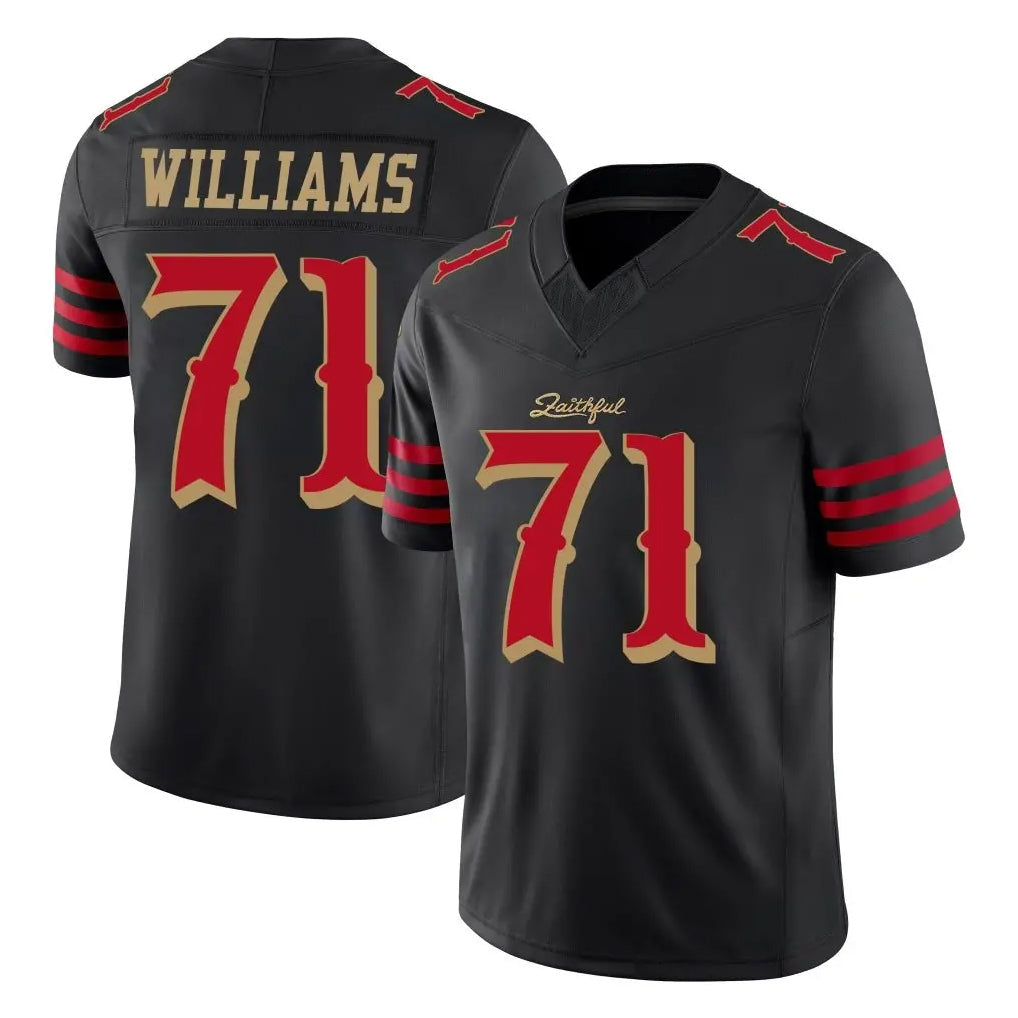 Kdoa SF.49ers #71 Trent Williams Player Black Limited Rivalries Collection Home Game Stitched Jerseys