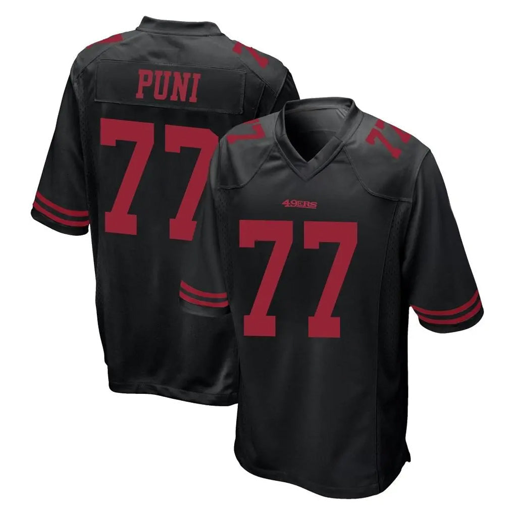 Kdoa SF.49ers #77 Dominick Puni Player Black Alternate Home Game Stitched Jerseys