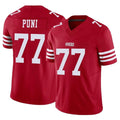 Kdoa SF.49ers #77 Dominick Puni Player Red Limited Vapor F.U.S.E. Home Game Stitched Jerseys